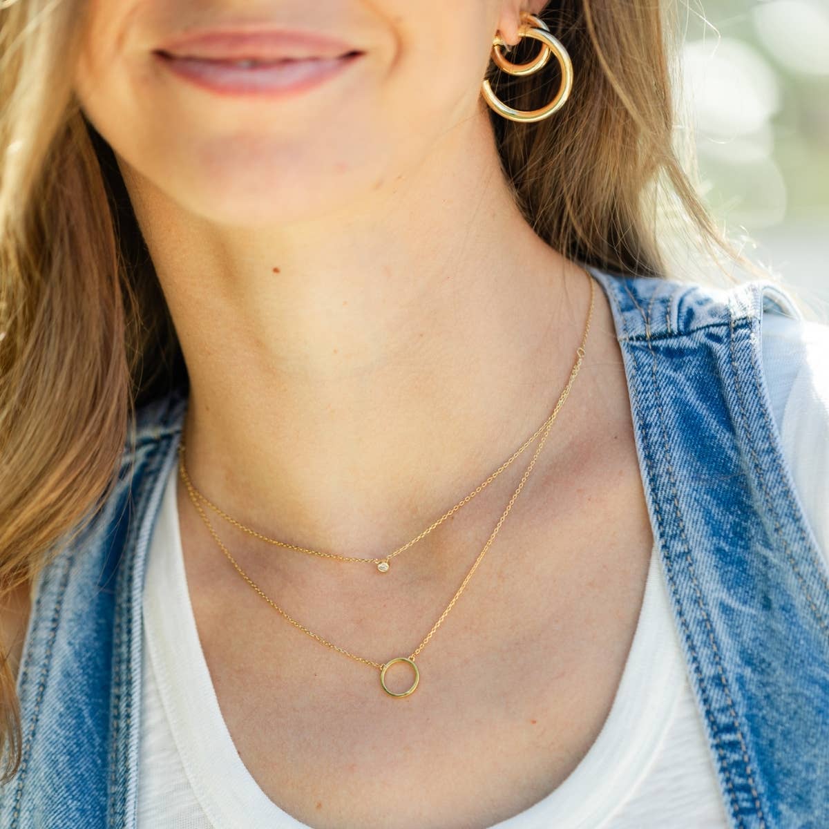 Double Appeal Circle & Cz Necklace