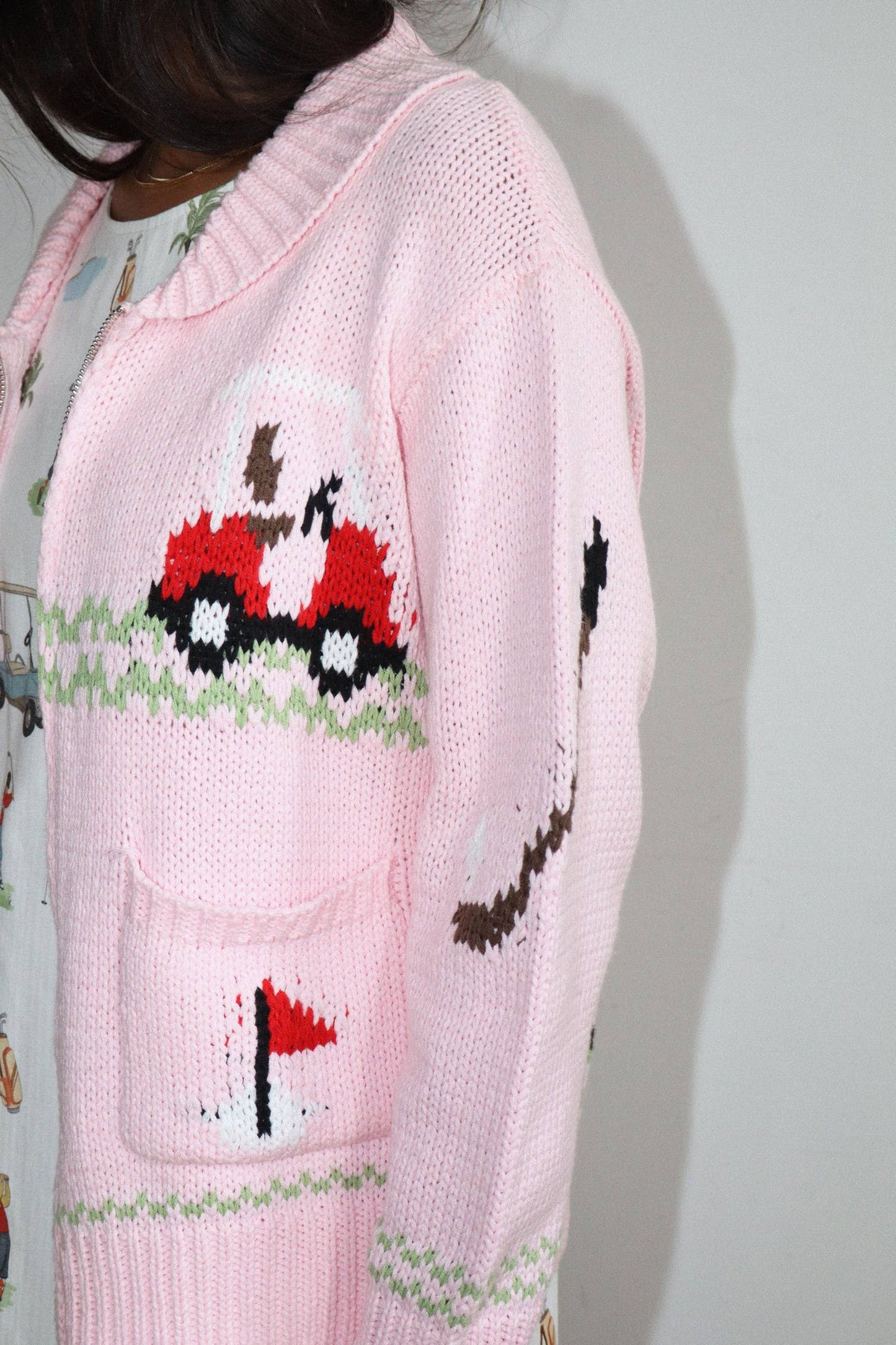 Hole In One Intarsia Zip Sweater