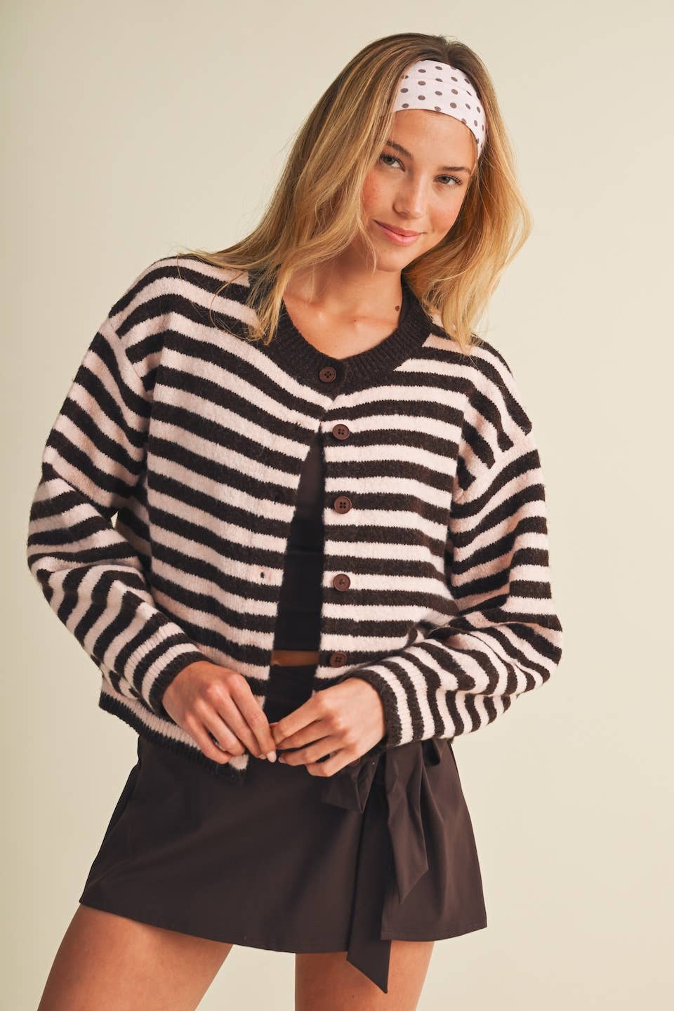 Striped Knit Button Up Cardigan Sweater
