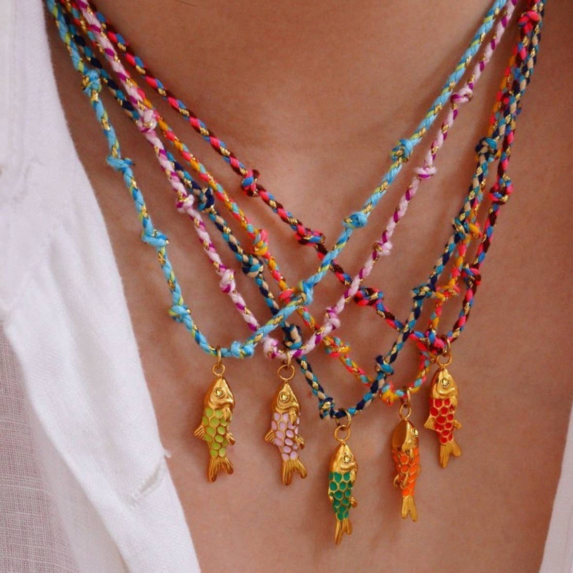 Pink fish necklace
