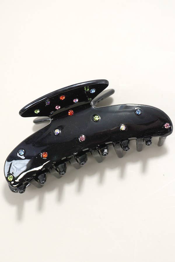 JUMBO RHINESTONE STUDDED LUX HAIR CLAW CLIPS