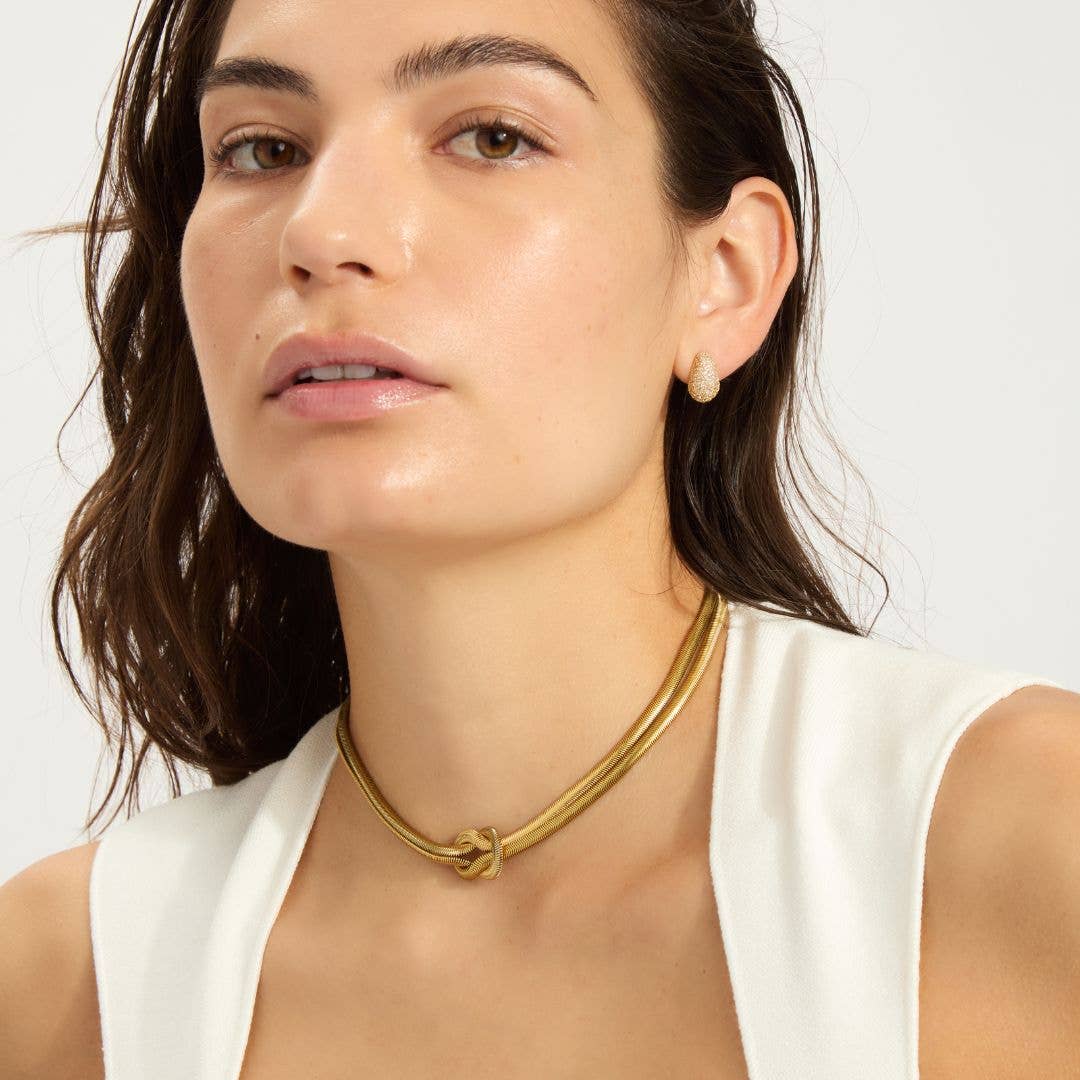 Tarnish Resistant Adjustable Knot Collar Necklace