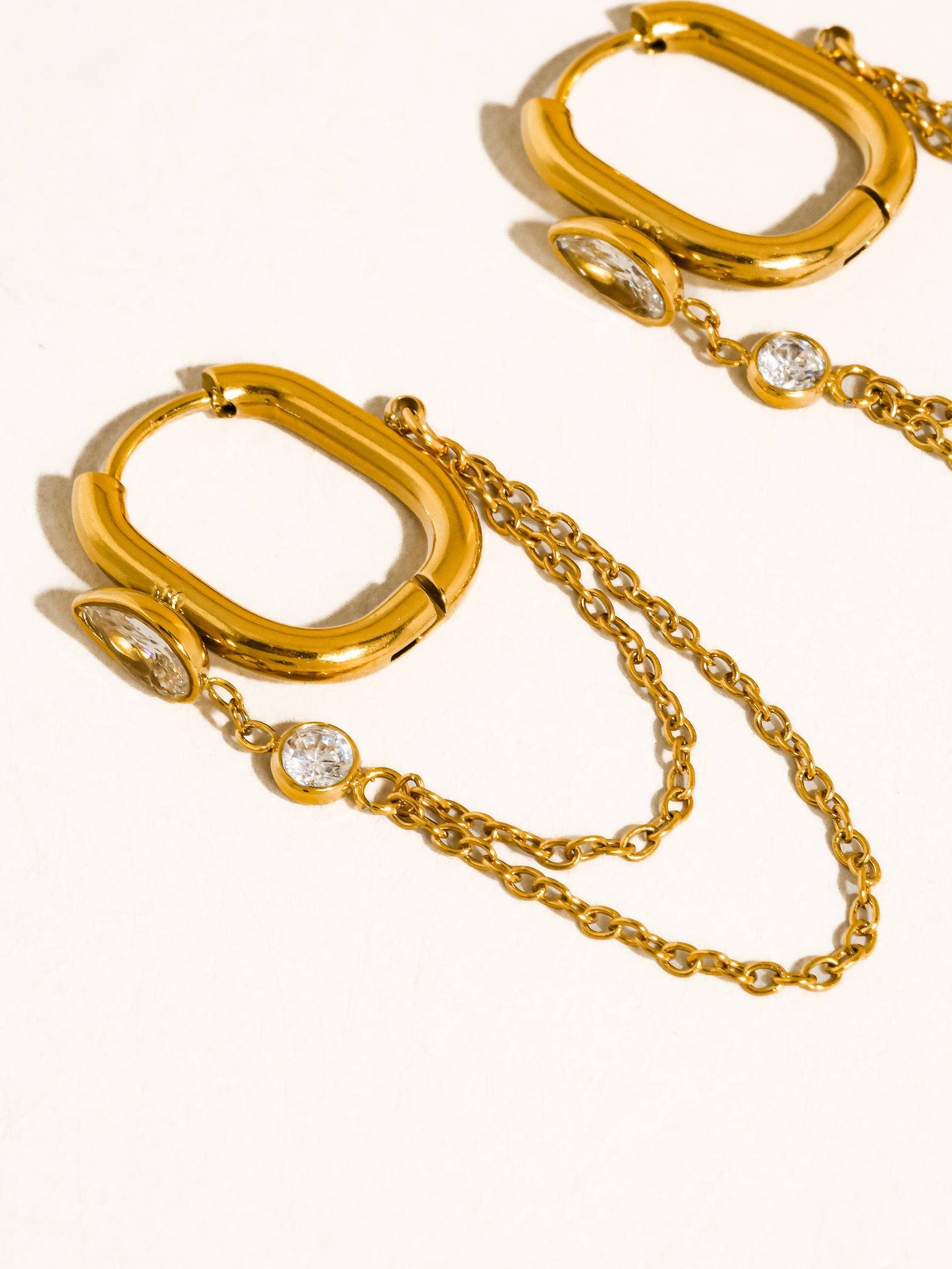 CZ Chain Link Drop Earrings