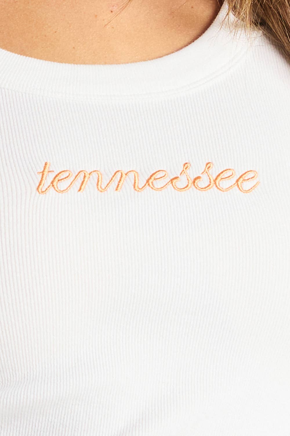 IT2874-TN 'tennessee' Embroidered Ribbed Tank Top: White / S-M-L (2-2-2)