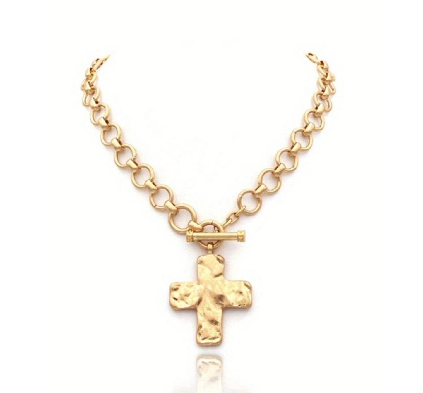 Gold Chucky Cross Necklace