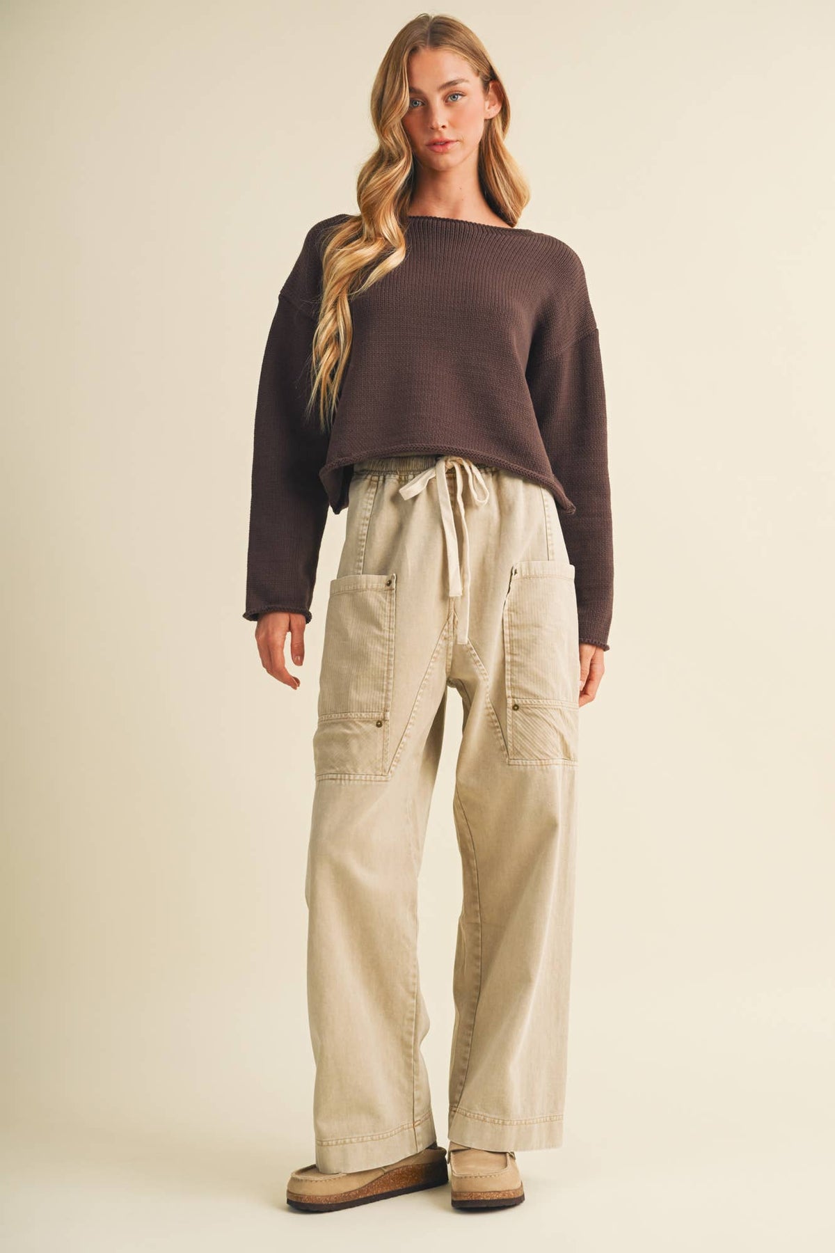 Bateau Neck Dropped Shoulder Sweater