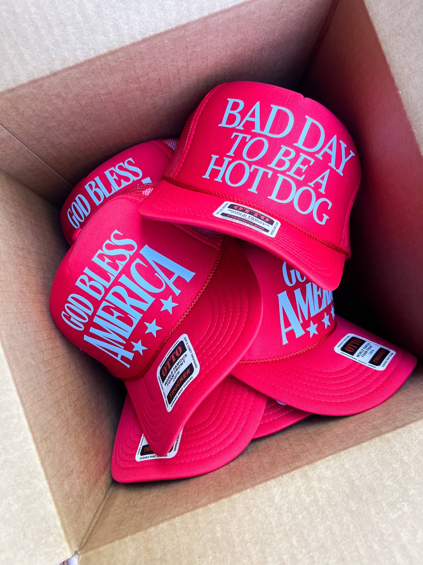 America USA July Fourth Trucker Hats: God Bless America