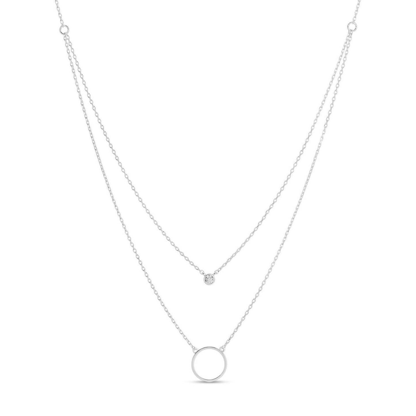Double Appeal Circle & Cz Necklace