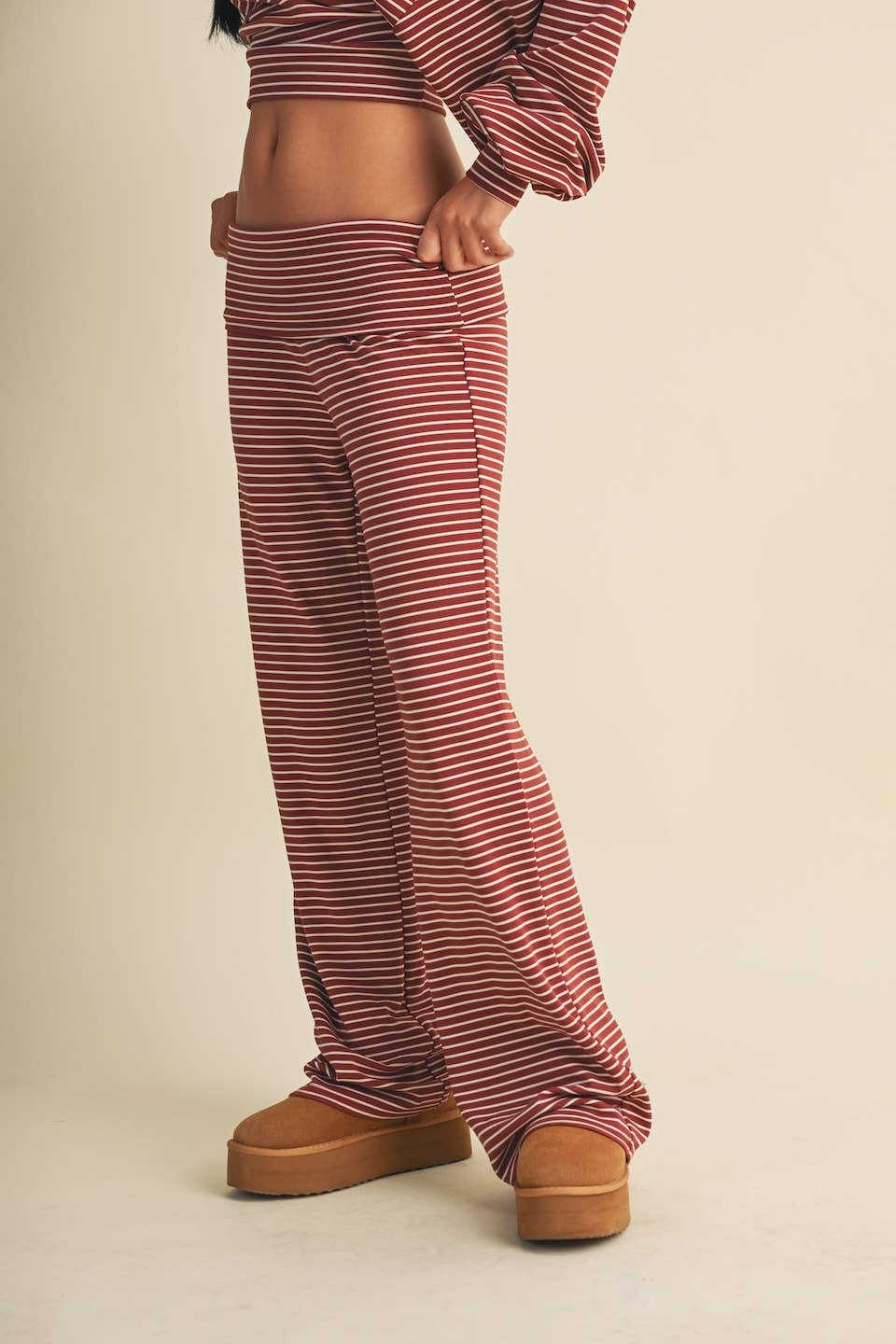 Striped Relaxed Foldover Pants