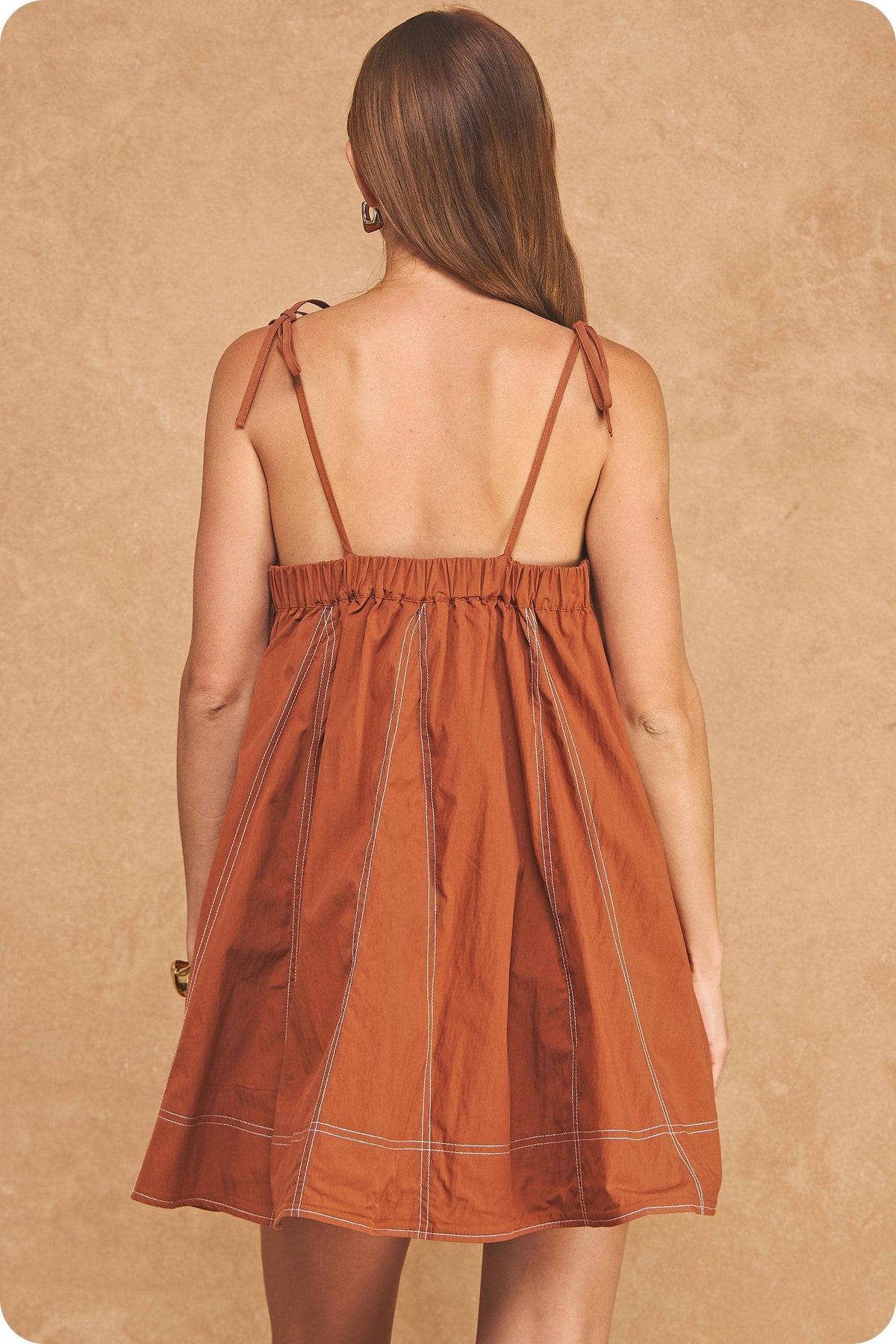 Contrast Top Stitch Mini Dress