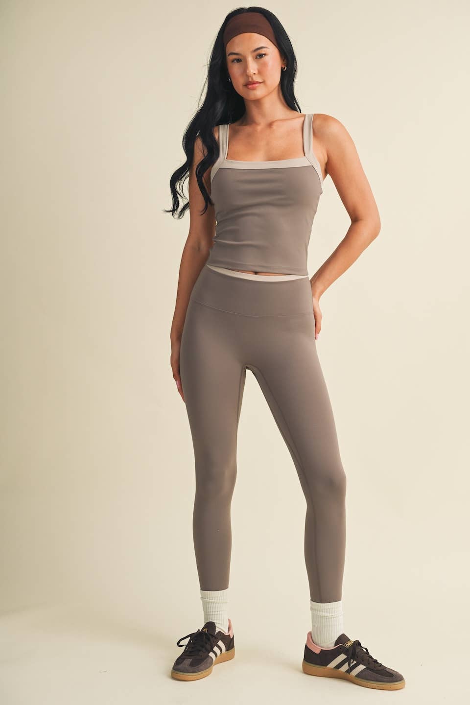Contrast Block Tank Top: Dark Chocolate / M