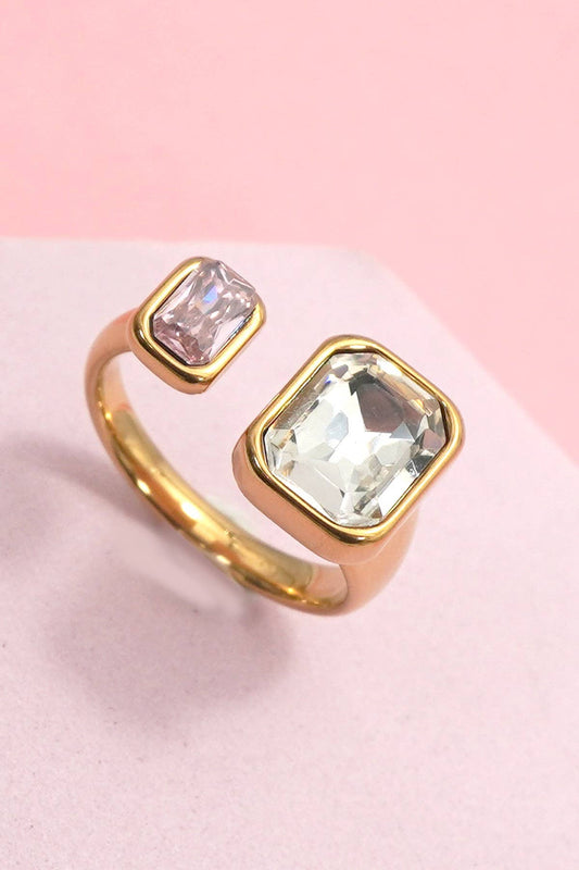18K STAINLESS STEEL TARNISH FREE  RHINESTONE RING