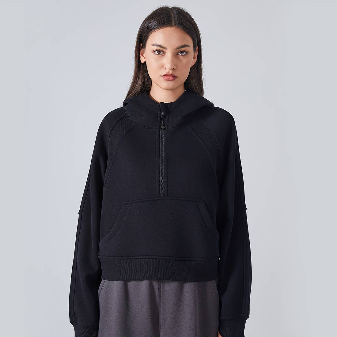 Half Zipper Sweatshirt Big Pockets Hoodie