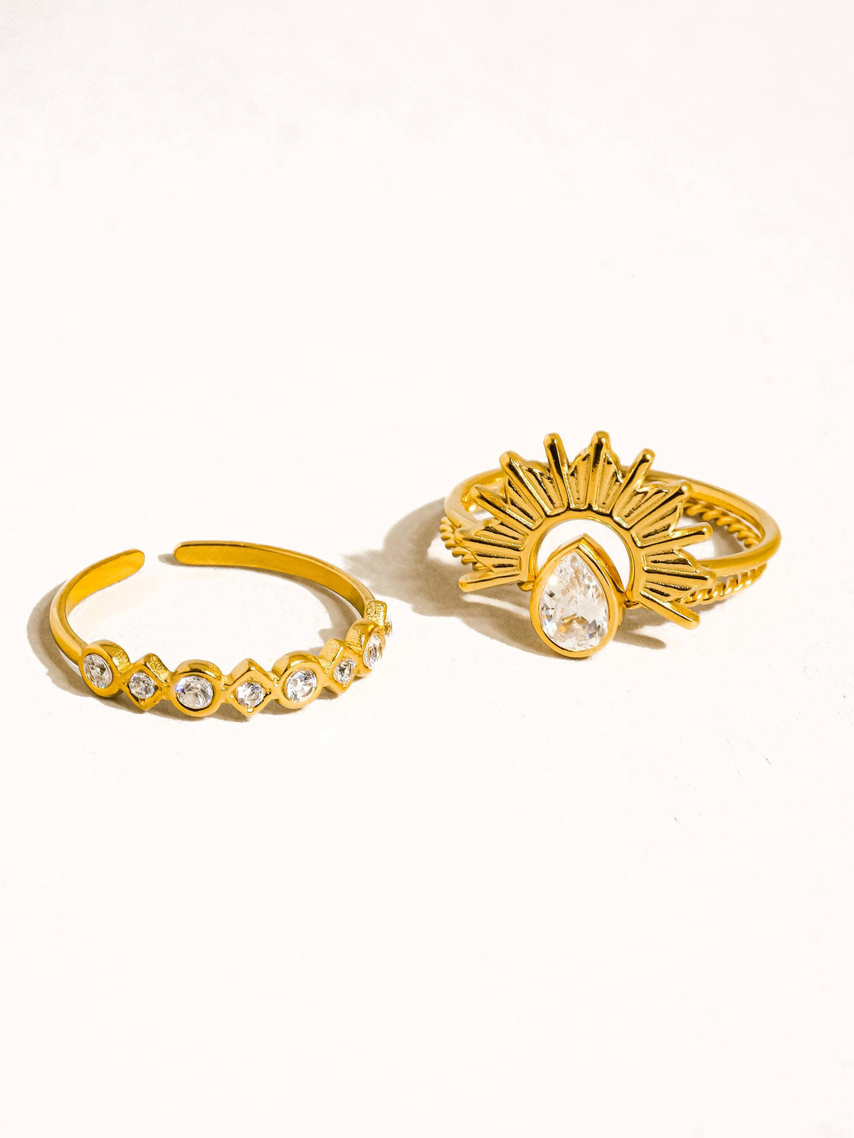 Sun Stone CZ Layered Ring