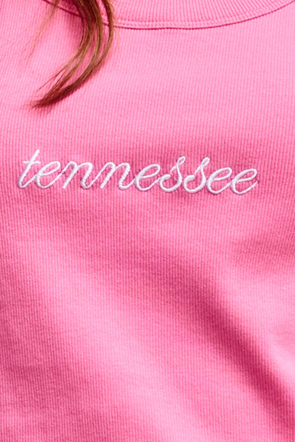 IT2874-TN 'tennessee' Embroidered Ribbed Tank Top: Pink / S-M-L (2-2-2)