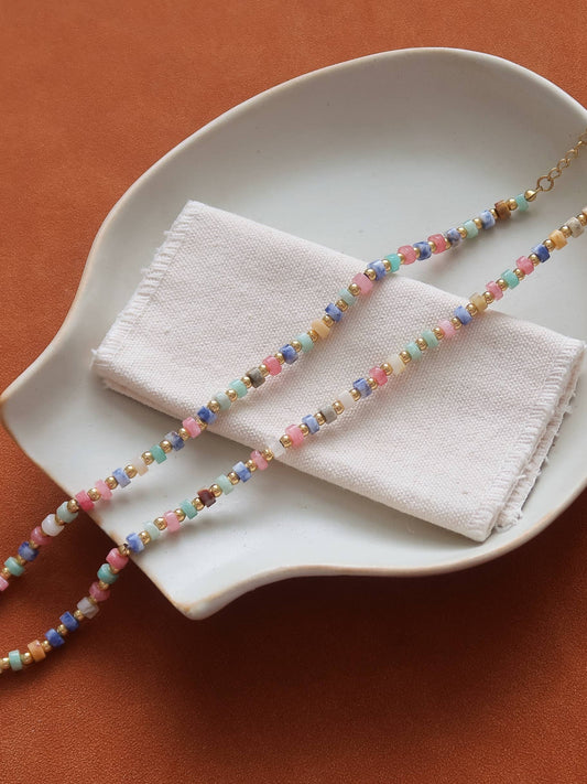 Non-Tarnish Faceted Bead Boho Necklace