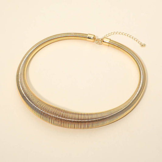 Ribbed Coil Collar Statement Necklace