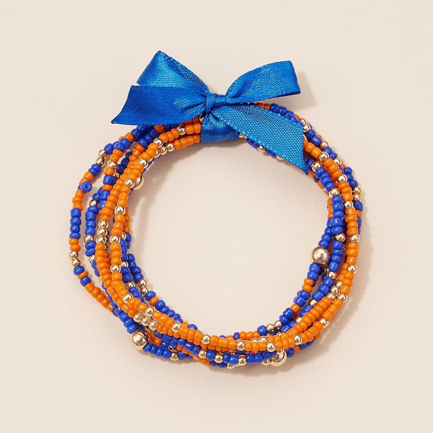 Seed Bead Bracelet Set | Game Day Colors: Orange/White / One / B5SB2387