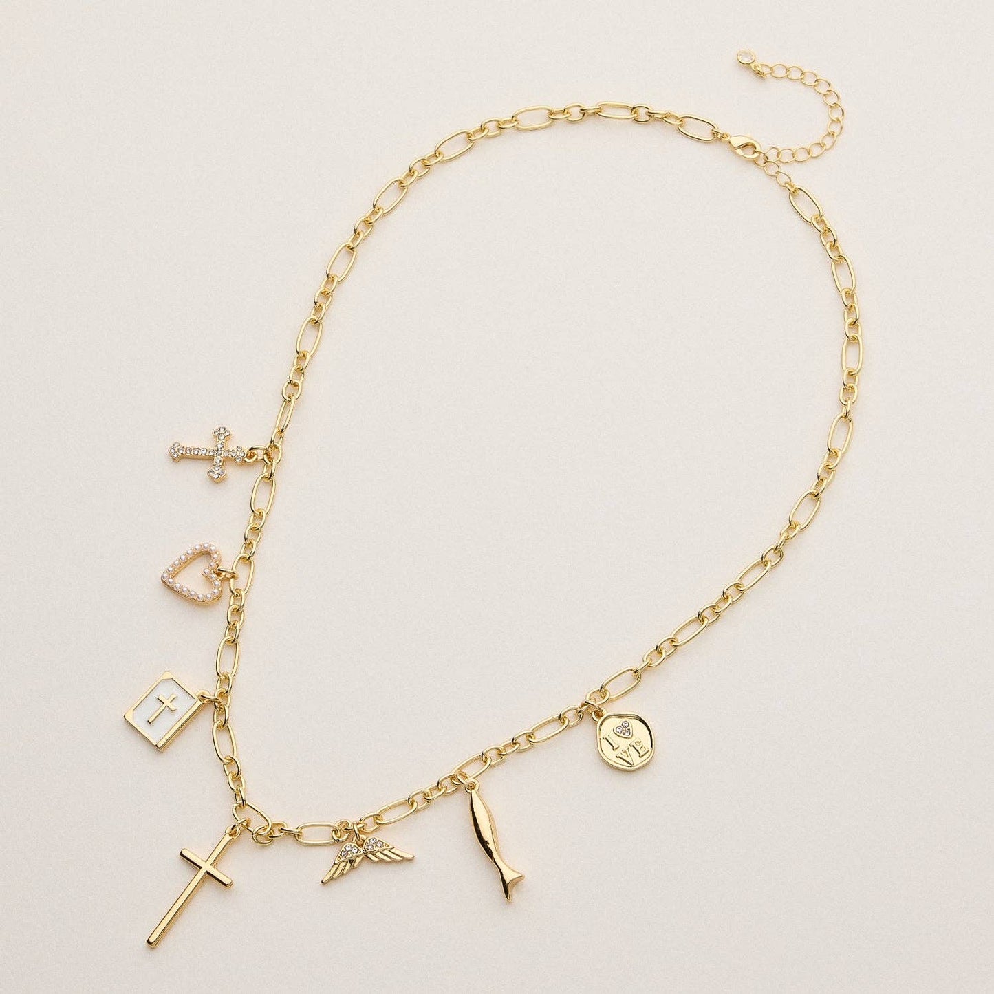 18K Gold-Dipped Faith & Love Charm | Necklace: GD / ONE / 5DN18146