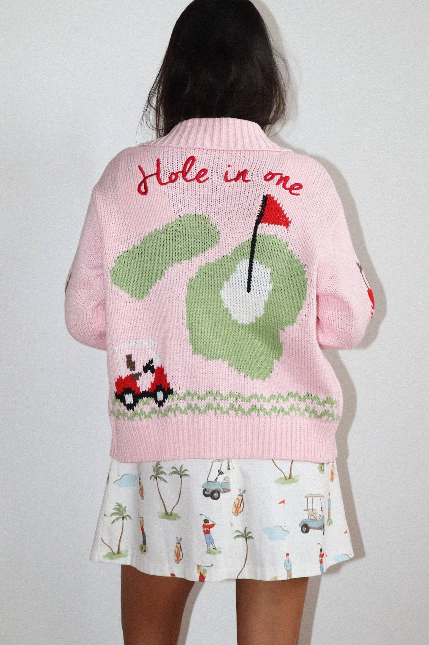 Hole In One Intarsia Zip Sweater