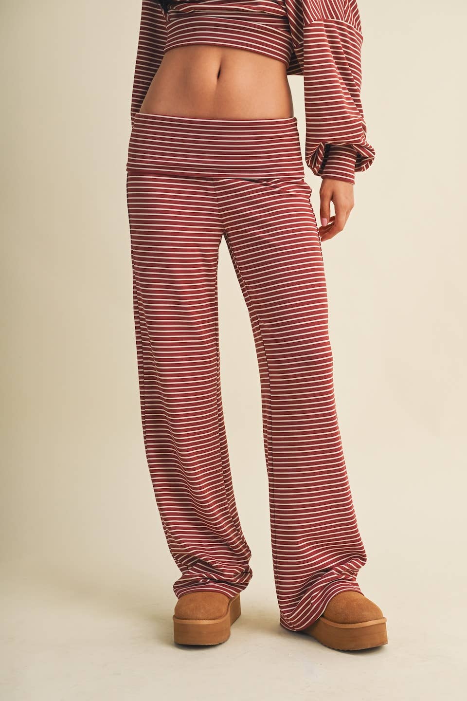Striped Relaxed Foldover Pants