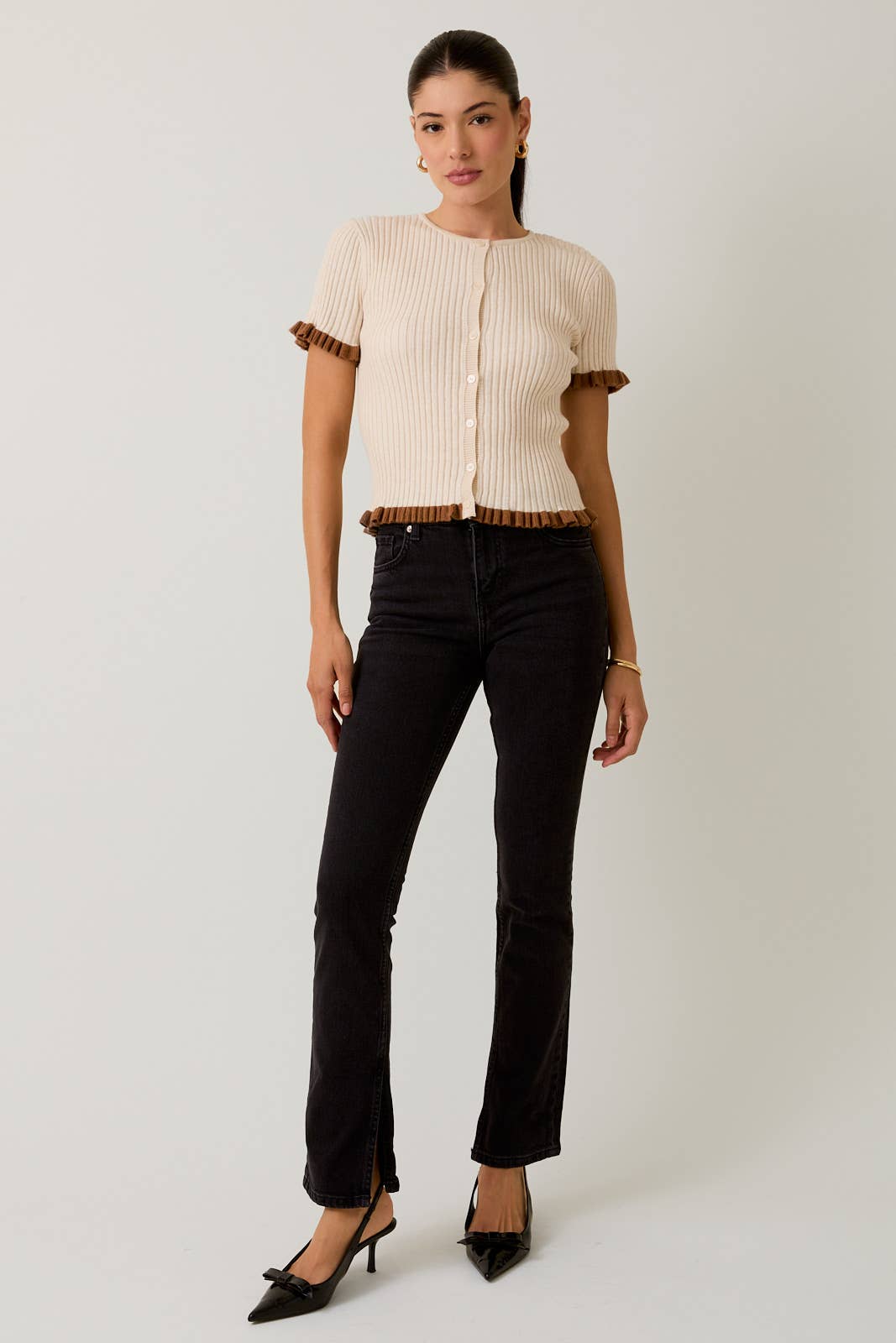 Button Down Ribbed Top