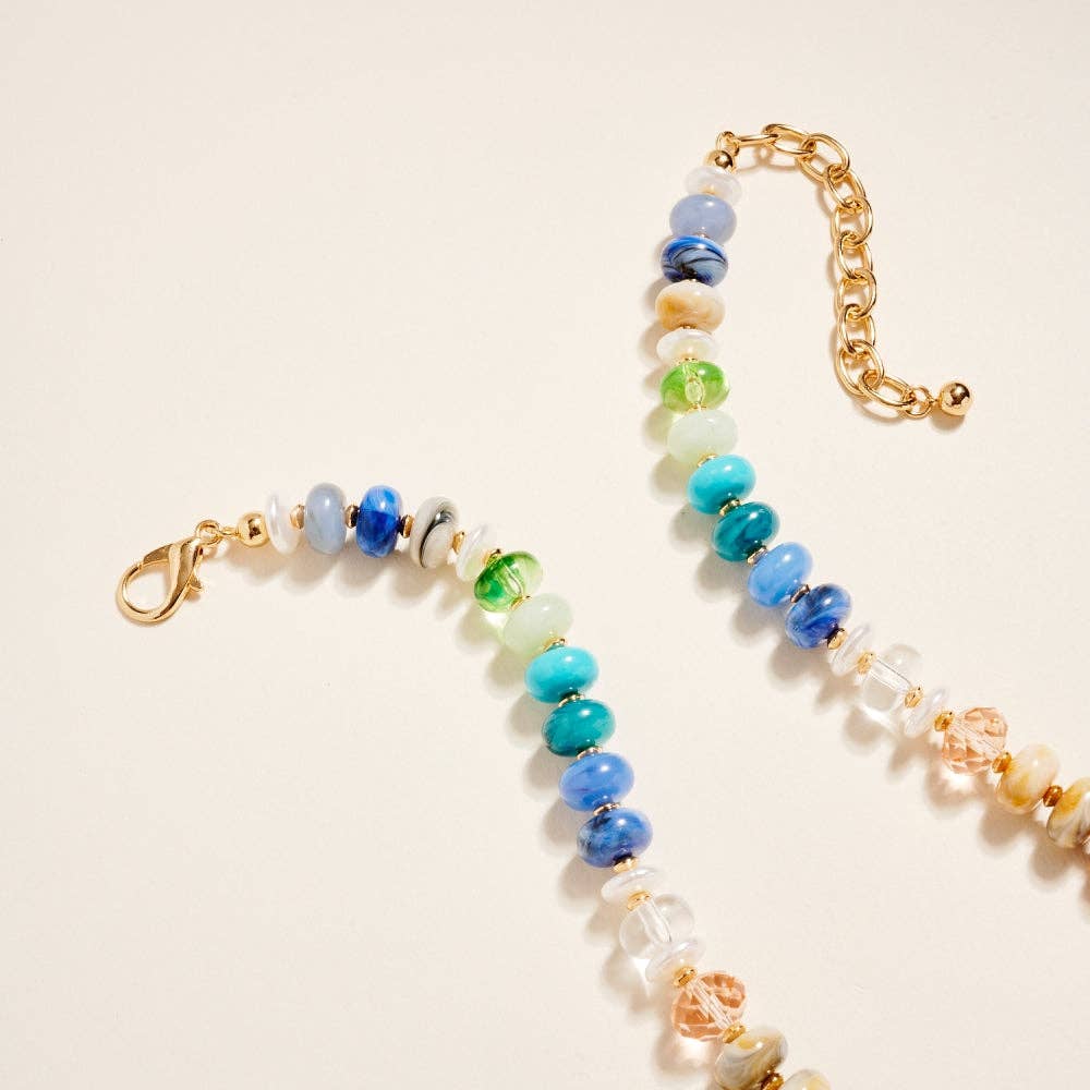 Colorful Resin Bead Puffy Heart Pendant Necklace