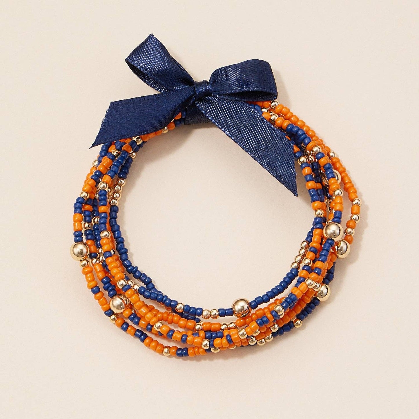 Seed Bead Bracelet Set | Game Day Colors: Orange/White / One / B5SB2387