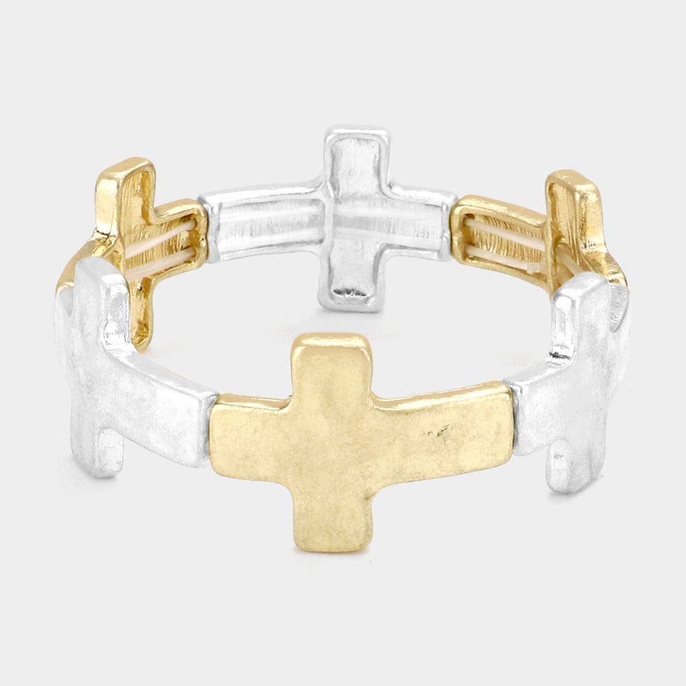 Metal Cross Stretch Bracelet