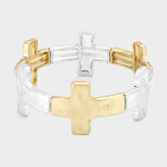 Metal Cross Stretch Bracelet