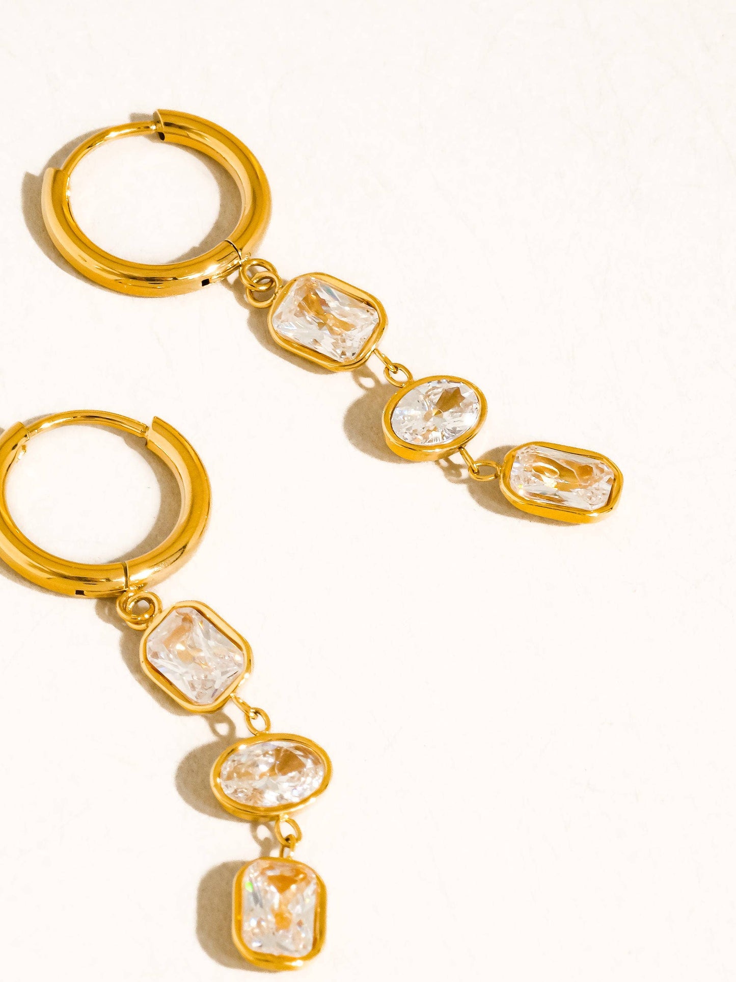 CZ Triple Drop Earrings