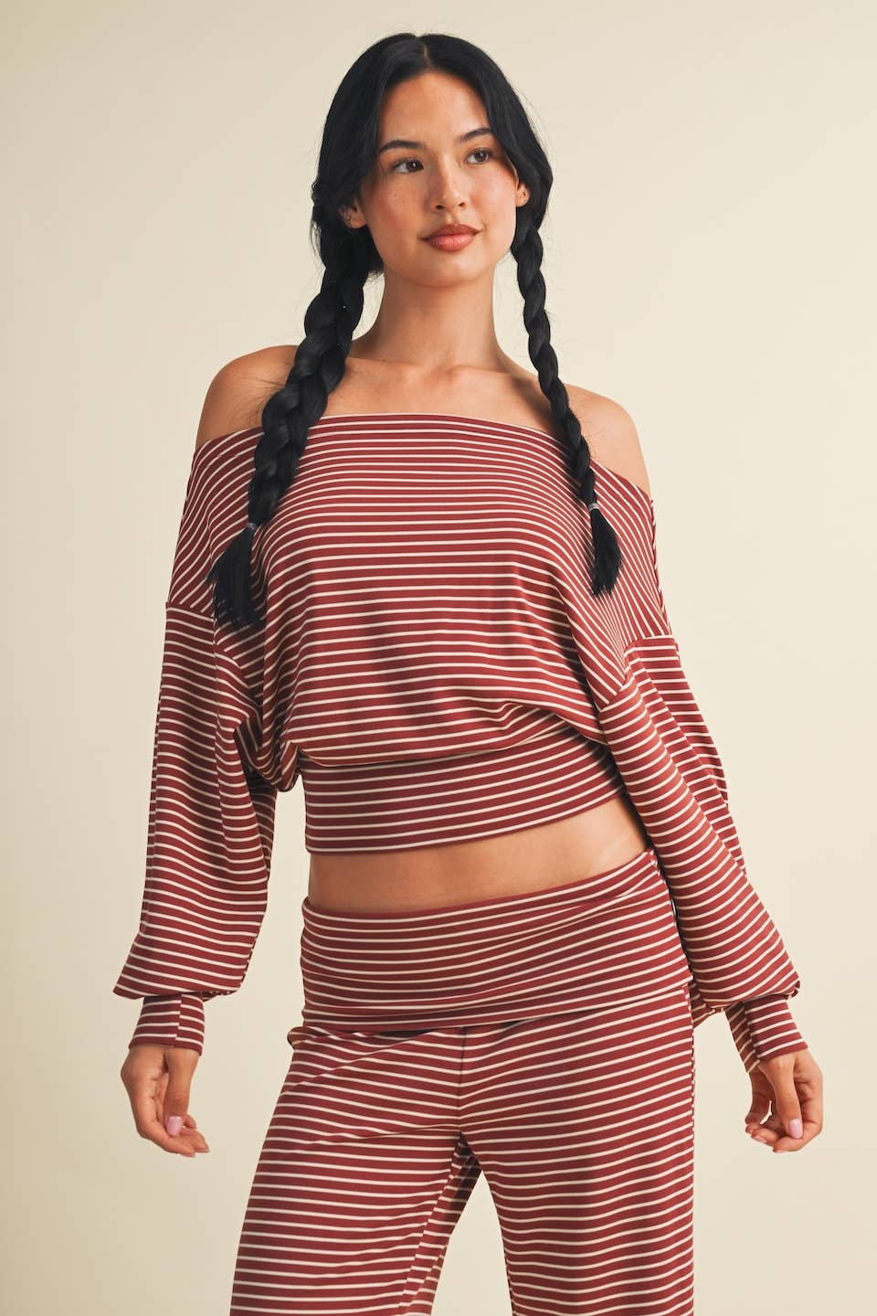 Striped Off Shoulder Slouchy Top