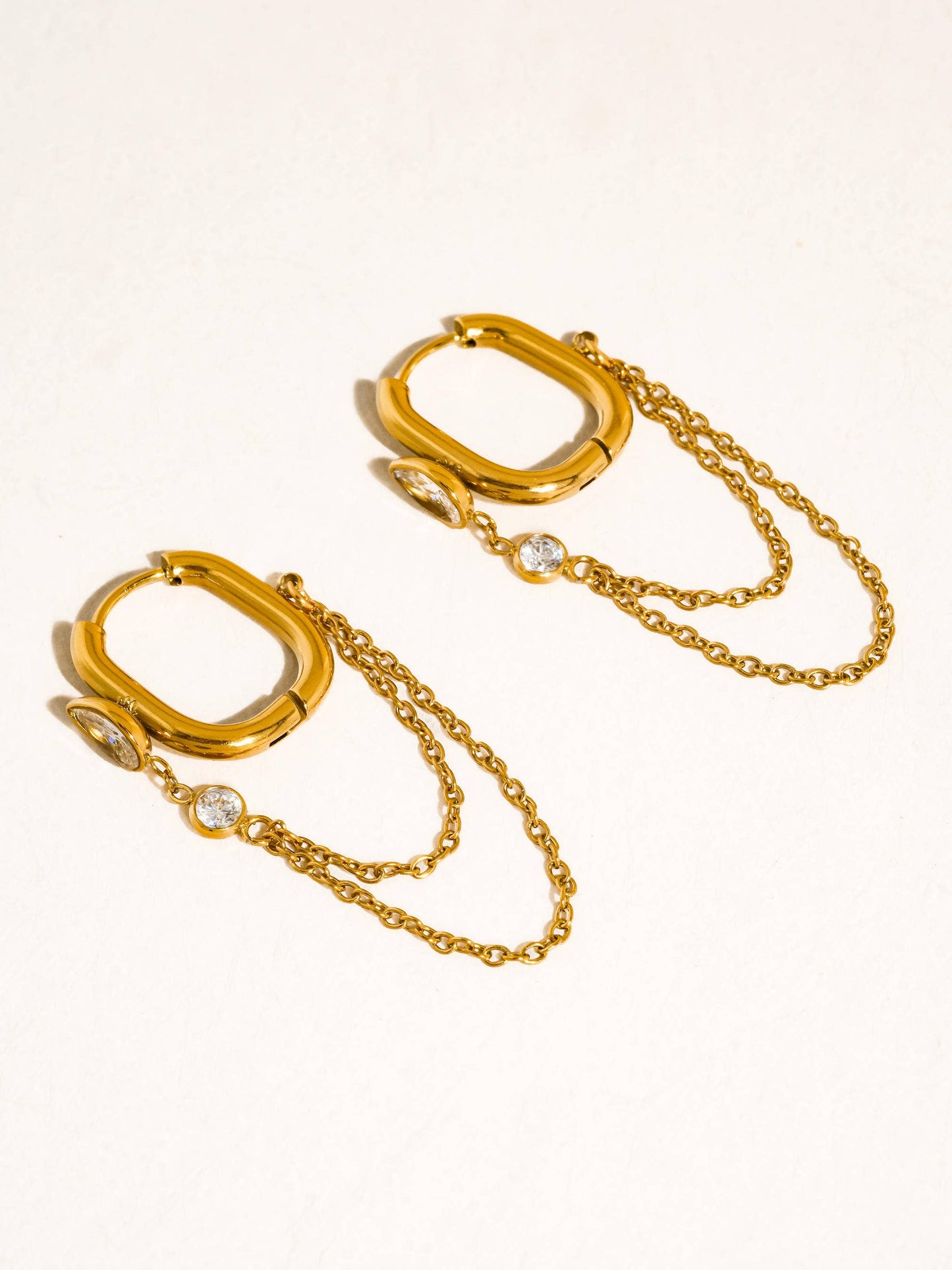 CZ Chain Link Drop Earrings