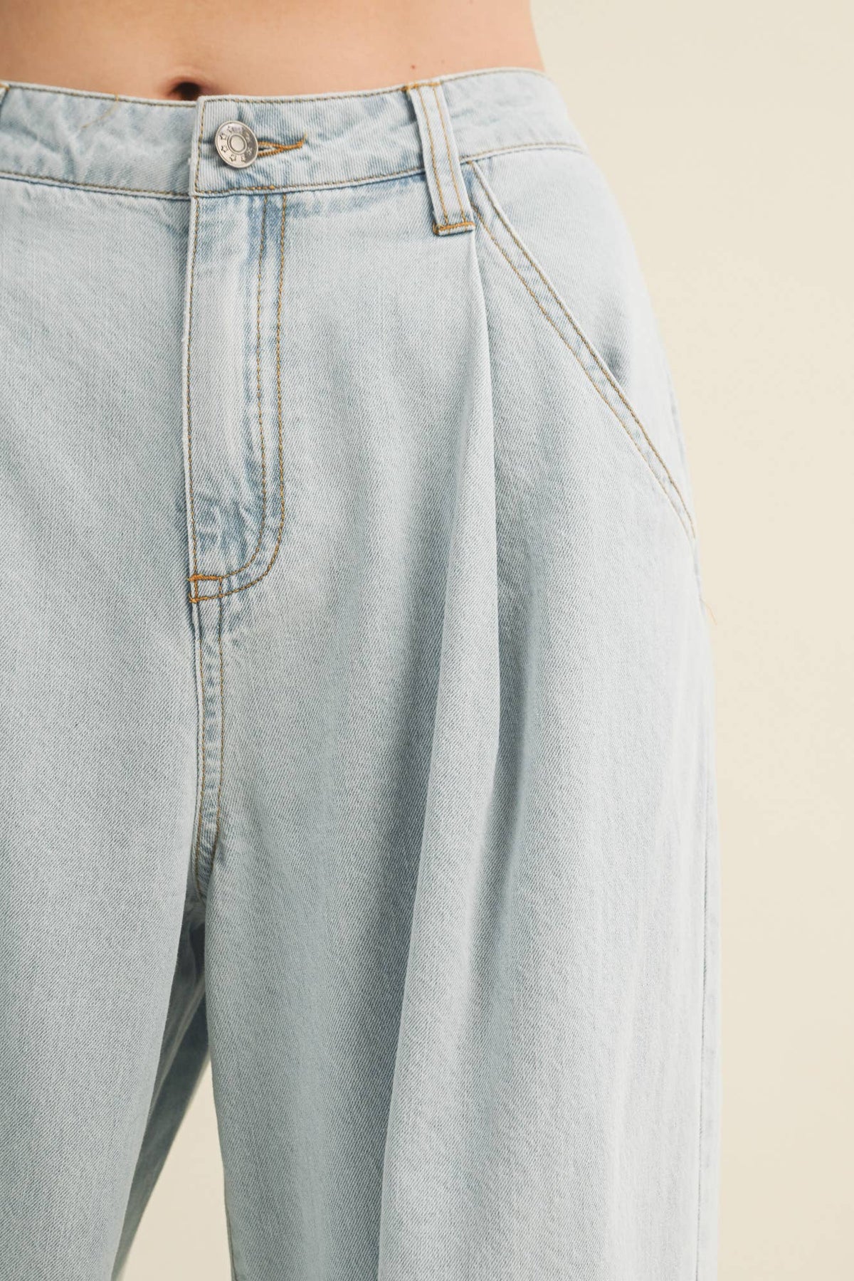 Pleat-Front High-Waist Denim