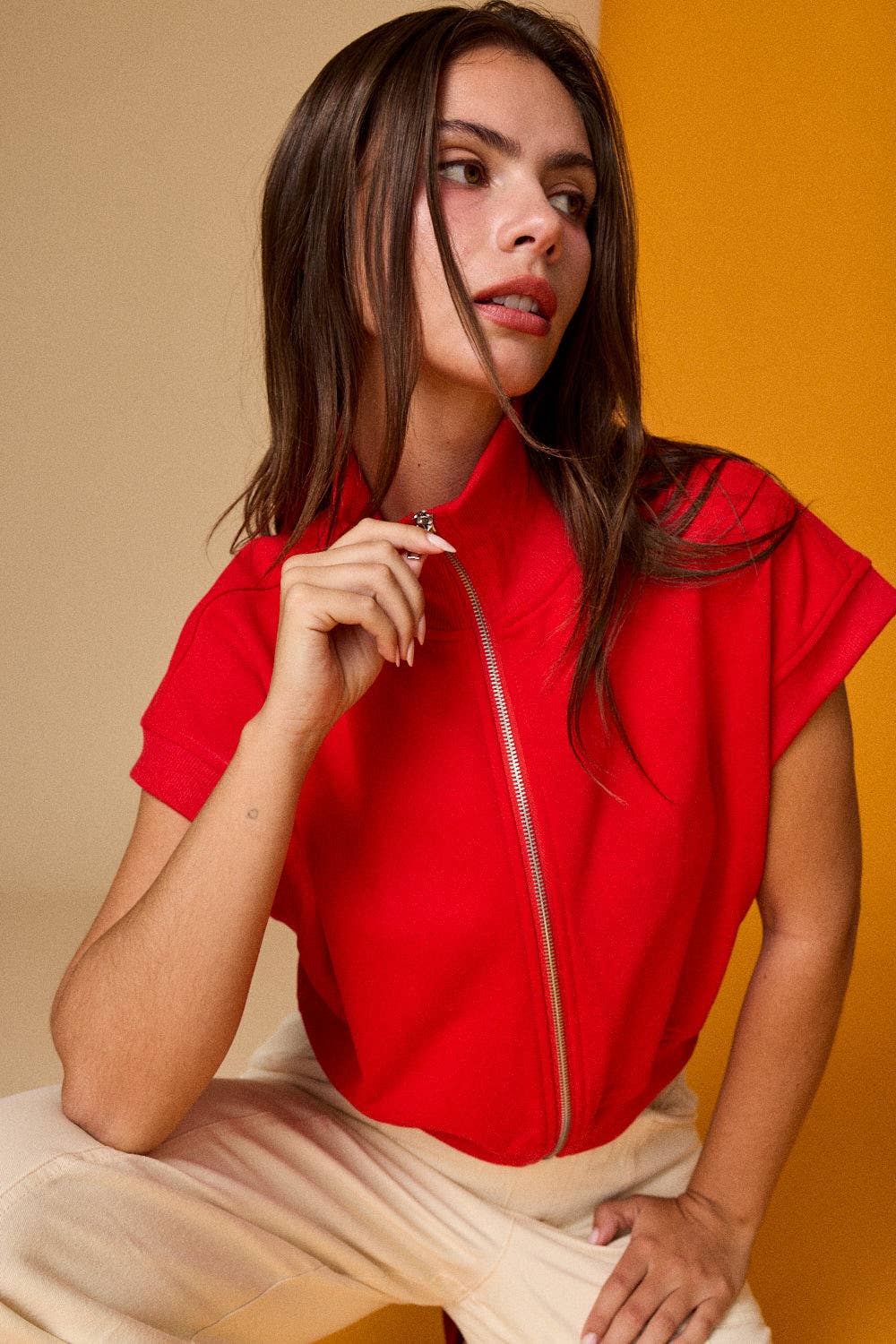 Red Zip Skirt Set