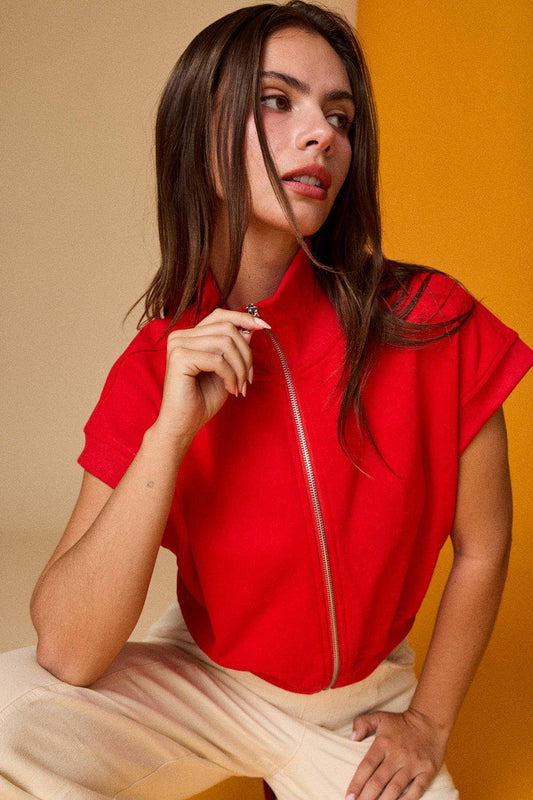 Red Zip Skirt Set