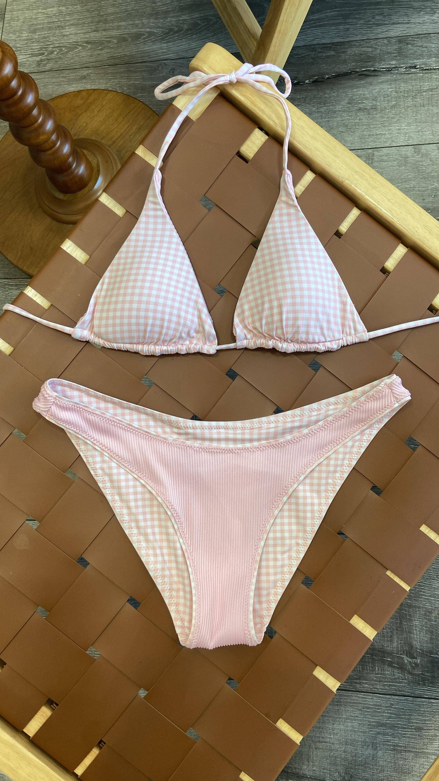 Jane Reversible Bikini Set: PINK / S-M-L(3-2-1)