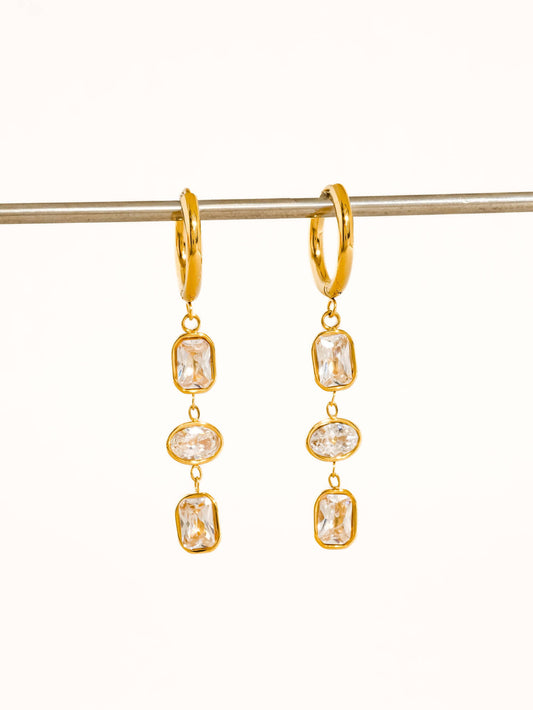 CZ Triple Drop Earrings