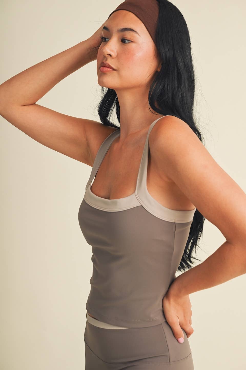 Contrast Block Tank Top: Burgundy / L