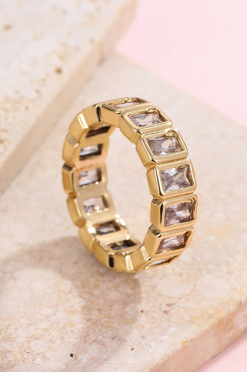 Gold Rhinestone Eternity Stack Ring