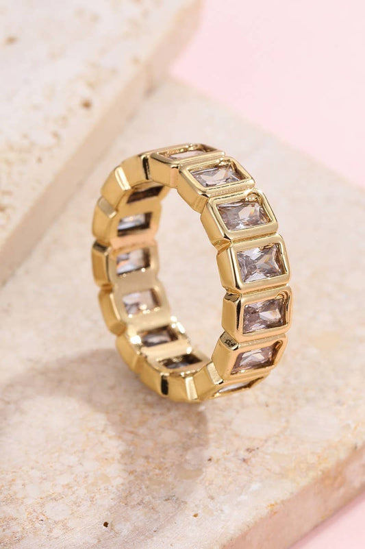Gold Rhinestone Eternity Stack Ring