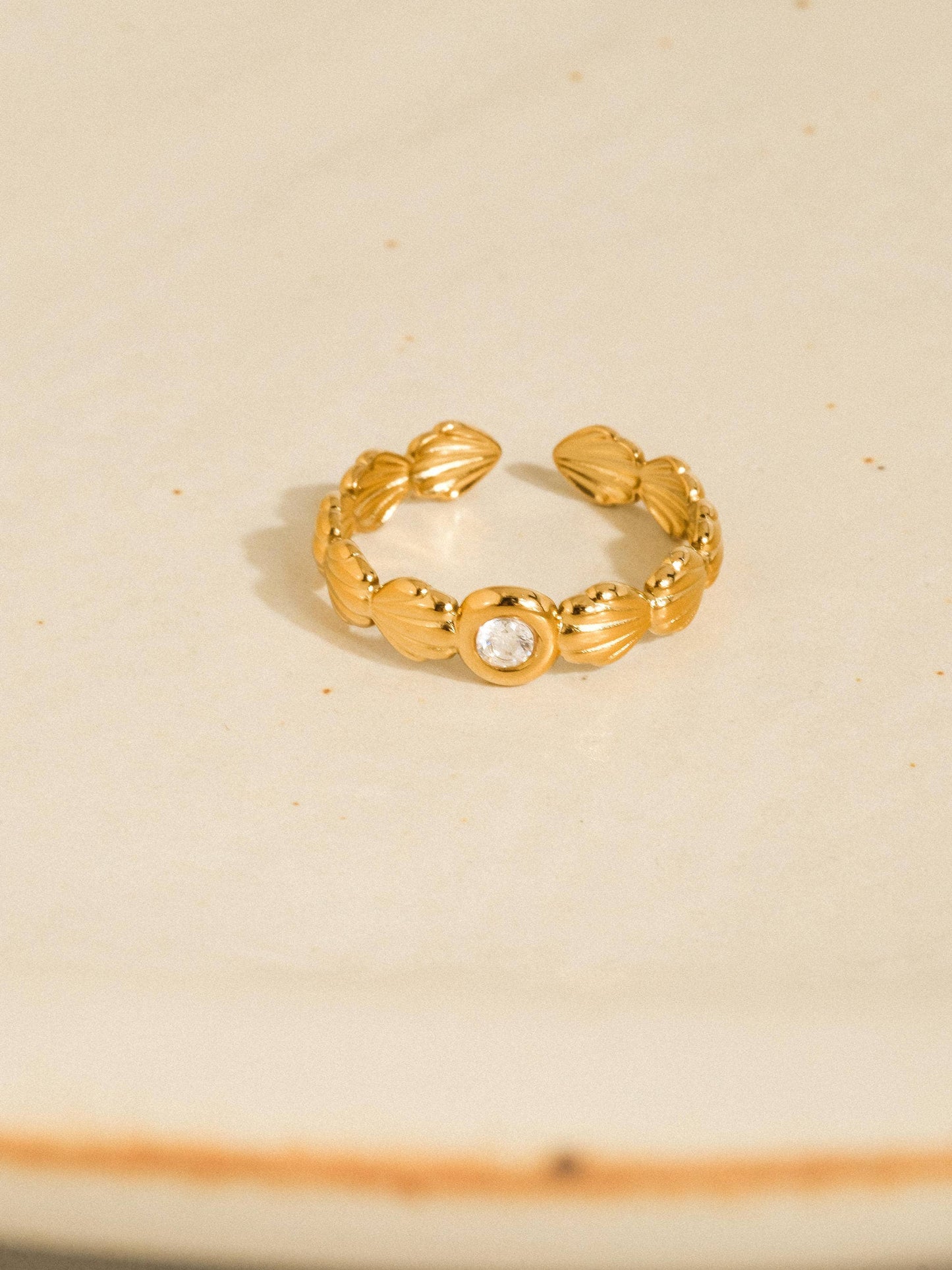 Féerie 18K Gold Non-Tarnish Shell Band CZ Ring