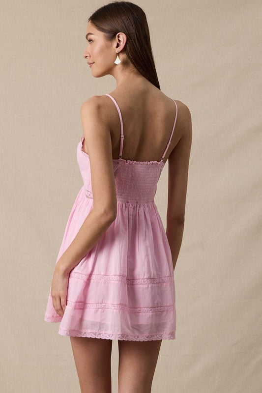 LACE TRIM MINI DRESS