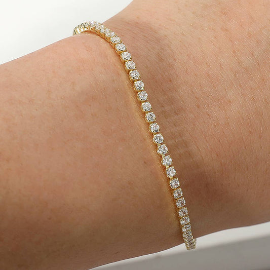 Stainless Steel Round CZ Tennis Pull Tie Adjustable Bracelet