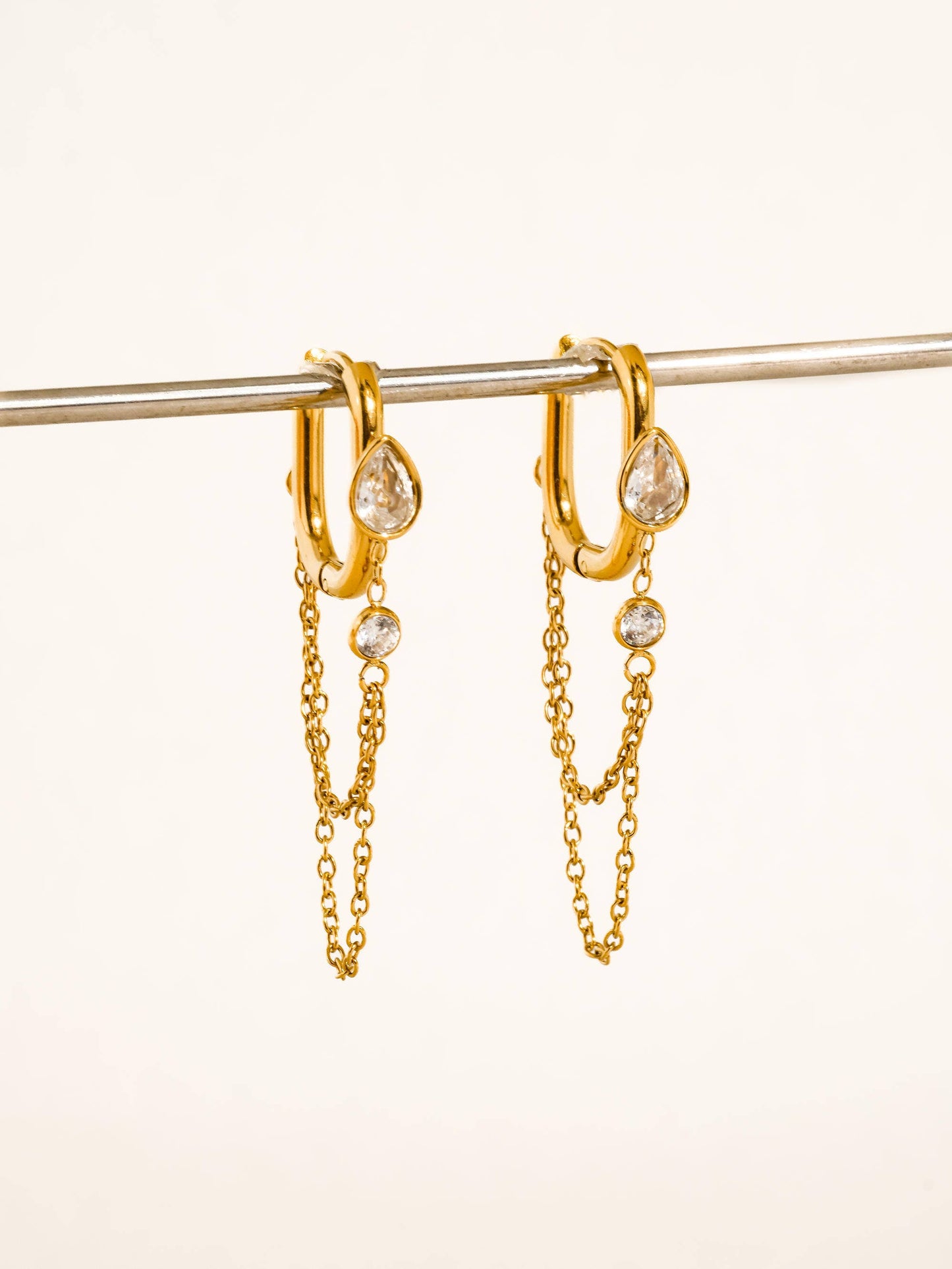 CZ Chain Link Drop Earrings