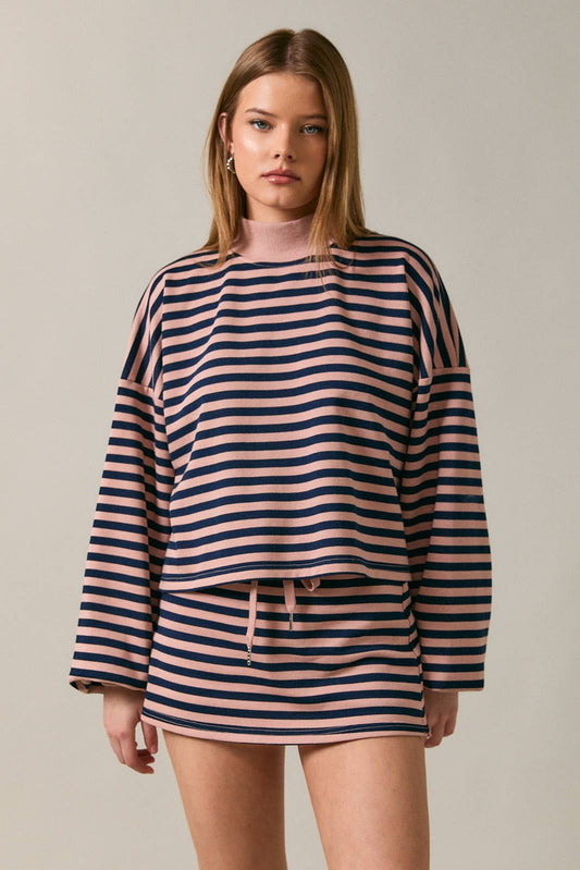 MOCKNECK STRIPED BOXY