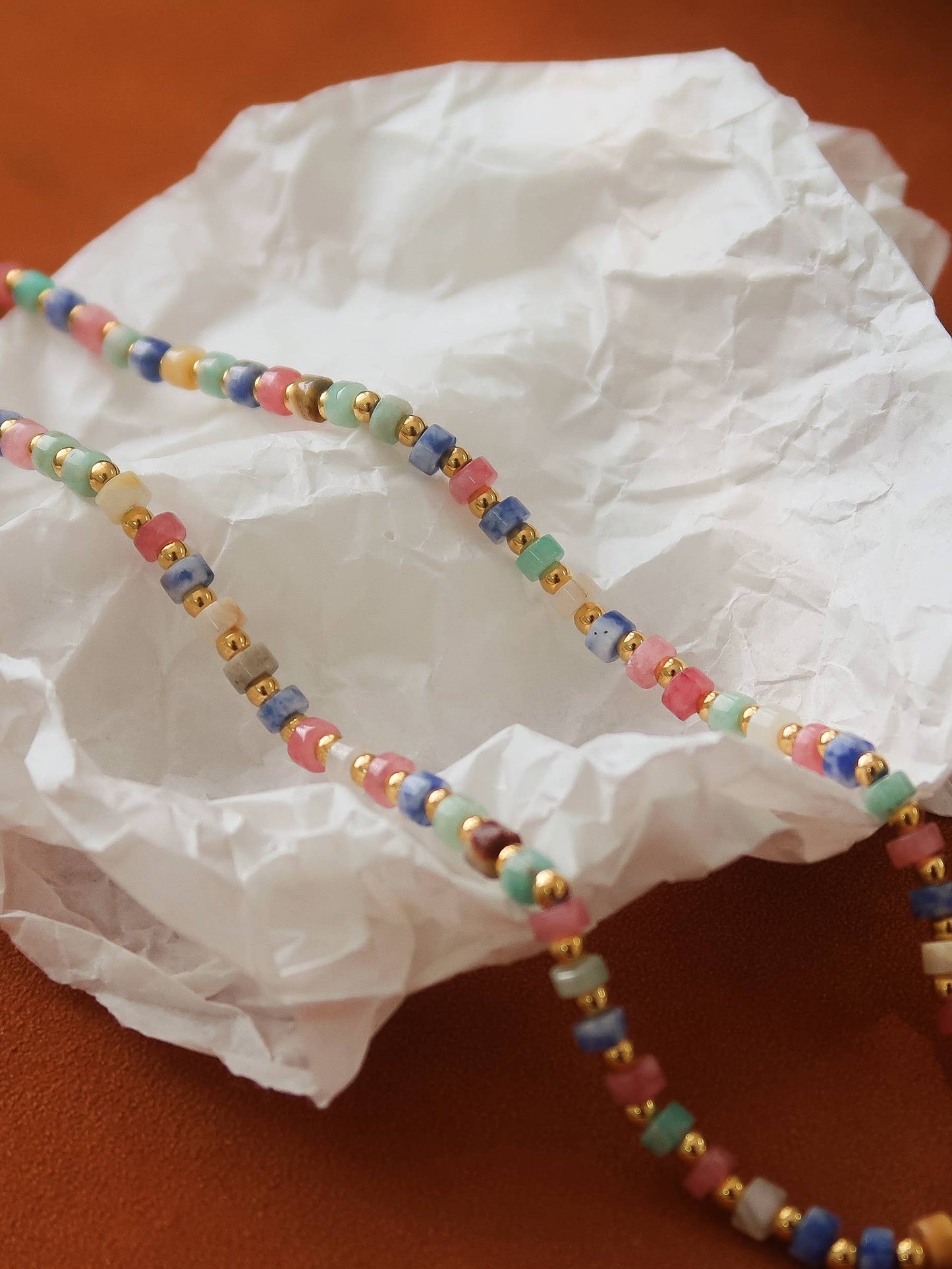 Non-Tarnish Faceted Bead Boho Necklace