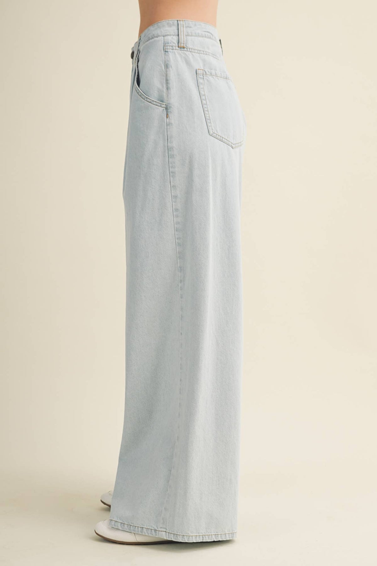 Pleat-Front High-Waist Denim