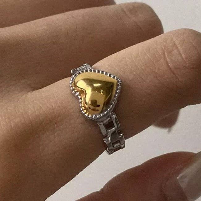 2 Tone heart ring