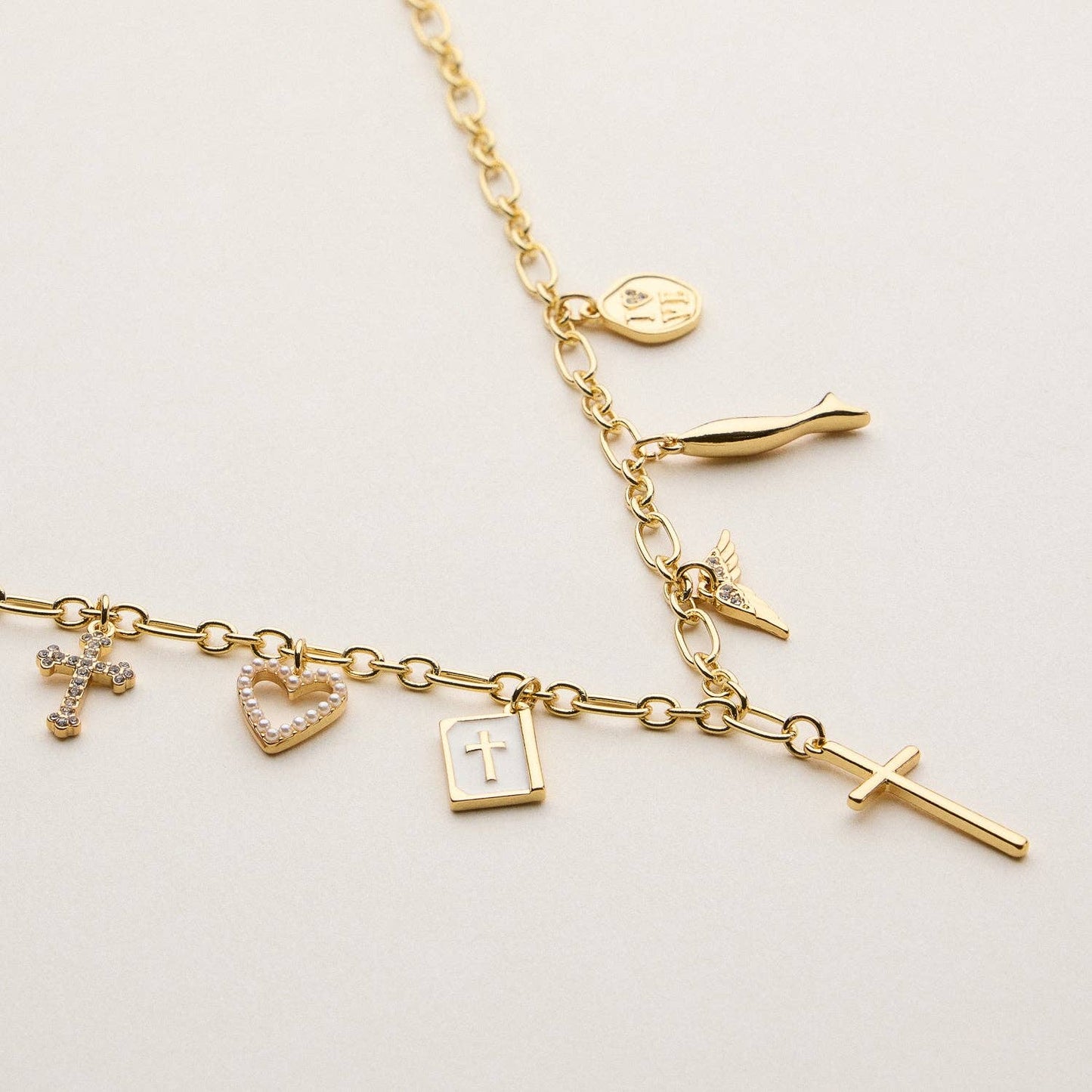 18K Gold-Dipped Faith & Love Charm | Necklace: GD / ONE / 5DN18146